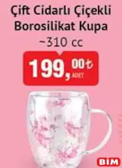 GLASS İN LOVE ÇİFT CİDARLI ÇİÇEKLİ BOROSİLİKAT KUPA 310 CC